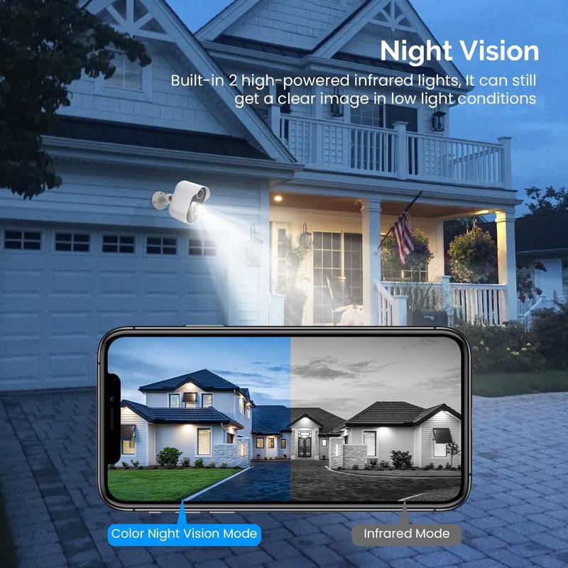 Security Cameras Wireless Outdoor, Cameras for Home Security, WiFi Camera with Spotlights Color Night-Vision, AI Motion-Detection, 2-Way Talk, Remote Live View, Waterproof