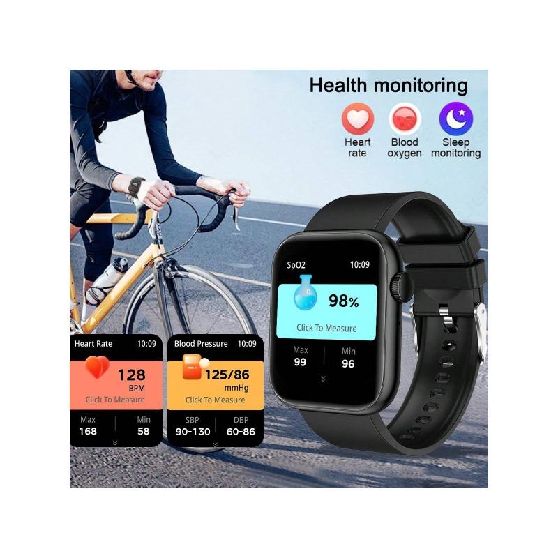 Men Women Smartwatch Full Touch Square Heart Rate Blood Pressure Sleep Monitor Sports Fitness Smart Watch Making Call Pedometer Alarm Clock Music Remote Control Watches Custom Watch Face for Android IOS Smart Bracelet Gifts for Girls and Boys Birthday For