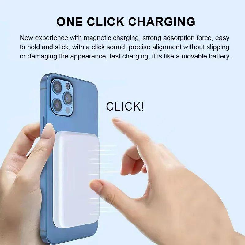 Portable Wireless Magnetic Power Bank, 1 Count 5000mAh Lightweight Magnetic Power Bank, Portable Charger for iPhone 12-15