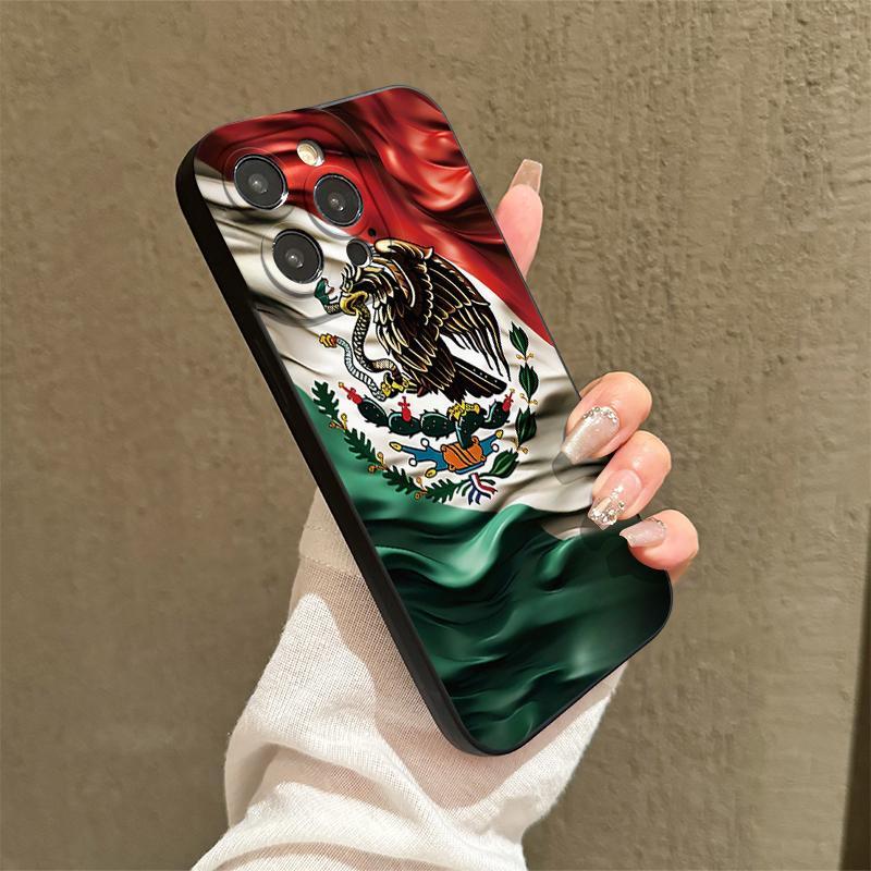 Mexico Flag Pattern Phone Cases with Lens Protector, Shockproof Mobile Phone Case, Decorative Phone Protector Cover, Phone Accessories Compatible with iPhone 15 Pro Max Case iPhone 14 Pro Max Case iPhone 11 Cases