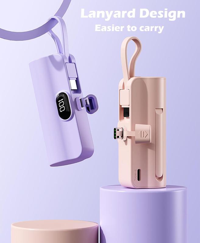 Mini Power Bank,Capsule Power Phone Charger 5500mAh,Portable Charger with Dual USB-C Ports for iPhone 15 15 plus 15 pro 15 pro Max Android Phone Samsung Moto LG etc