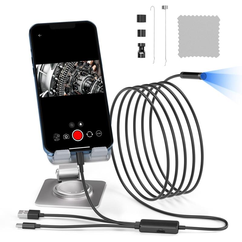 3 In 1 Endoscope Camera with LED Light, 1080P HD Borescope, Waterproof Car Inspection Camera, Multifunctional Inspection Tool for Car Repair, Home Appliance Inspection, Pipeline Maintenance (for Apple, Type-C, Android)