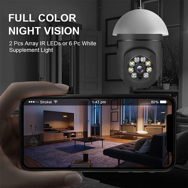 5G Dual Band Bulb Security Camera, 355 Degree Panoramic Camera, Indoor & Outdoor Security Camera with Two-Way Audio & Motion-Detection