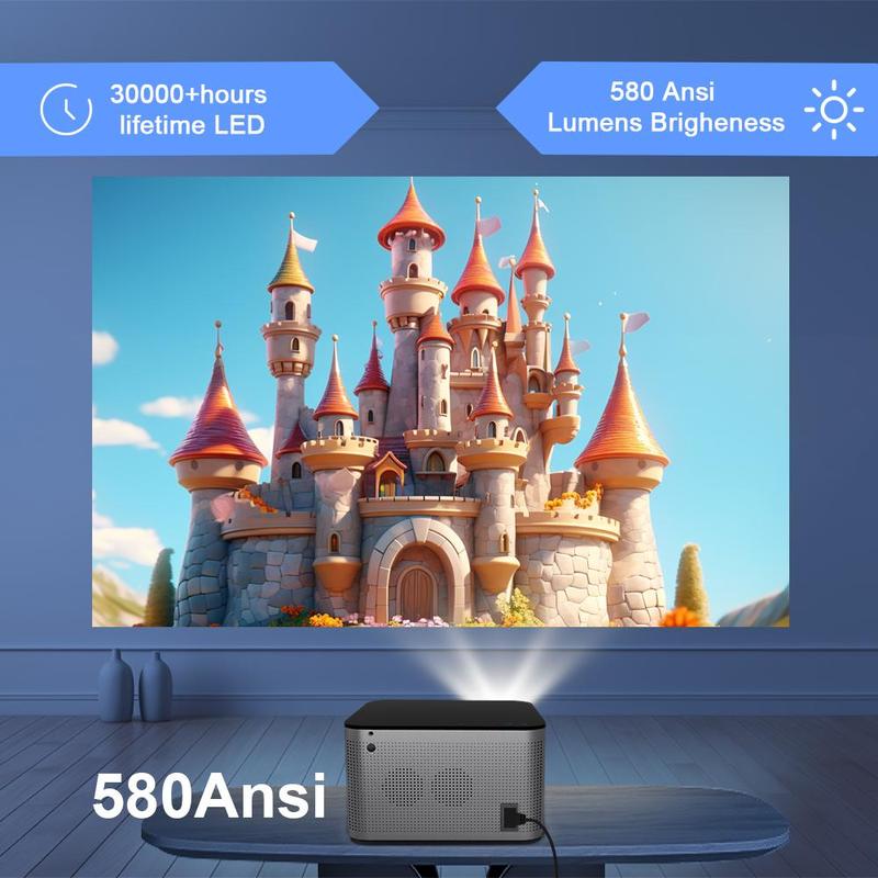 Magcubic 4K 1920*1080P WiFi 6 Projector, 580ANSI Android 11 Projector, Home 32G Projector with Voice Control, BT 5.0 Projector for Home Theater