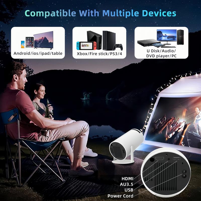 [Black Friday] Portable Projector with Android 11, Auto Keystone Correction Mini Projector, 4K  200 ANSI Smart Projector with 2.4 5G WiFi, BT 5.0, 130 Inch Screen,180 Degree Flip,Home Video,tiktok,Christmas,Gifts