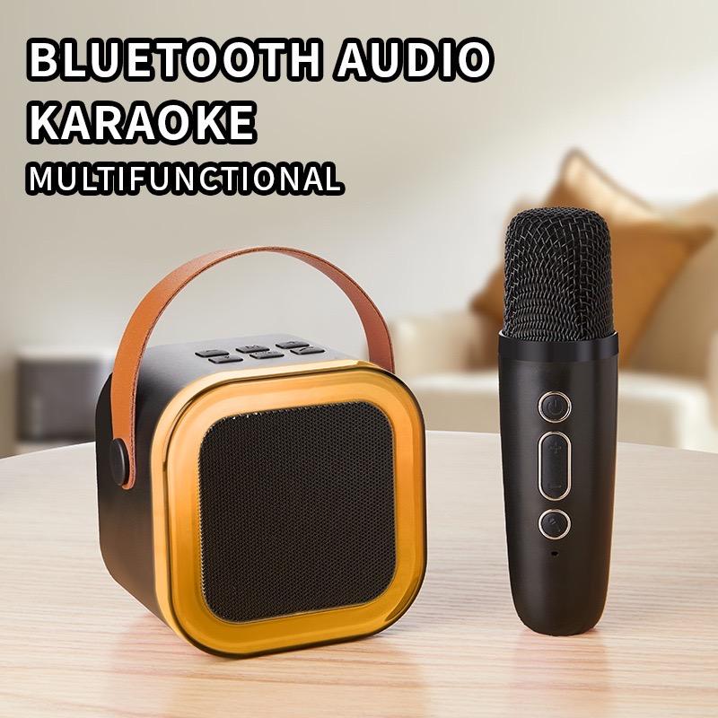 Portable wireless karaoke speaker with microphone, HIFI stereo subwoofer, KTV speaker with RGB color LED light subwoofer, outdoor sports travel karaoke machine sound system, audio equipment, room accessories