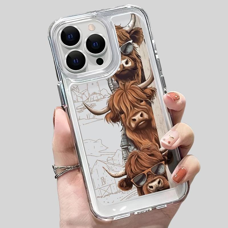 Summer Cartoon Cow Pattern Phone Cases, Anti-fall Fully Edged Mobile Phone Case, Shockproof Phone Cases Compatible with iPhone 16 iPhone 15 Pro Max Case iPhone 11 Cases iPhone 14 Pro Max Case iPhone 15 Cases