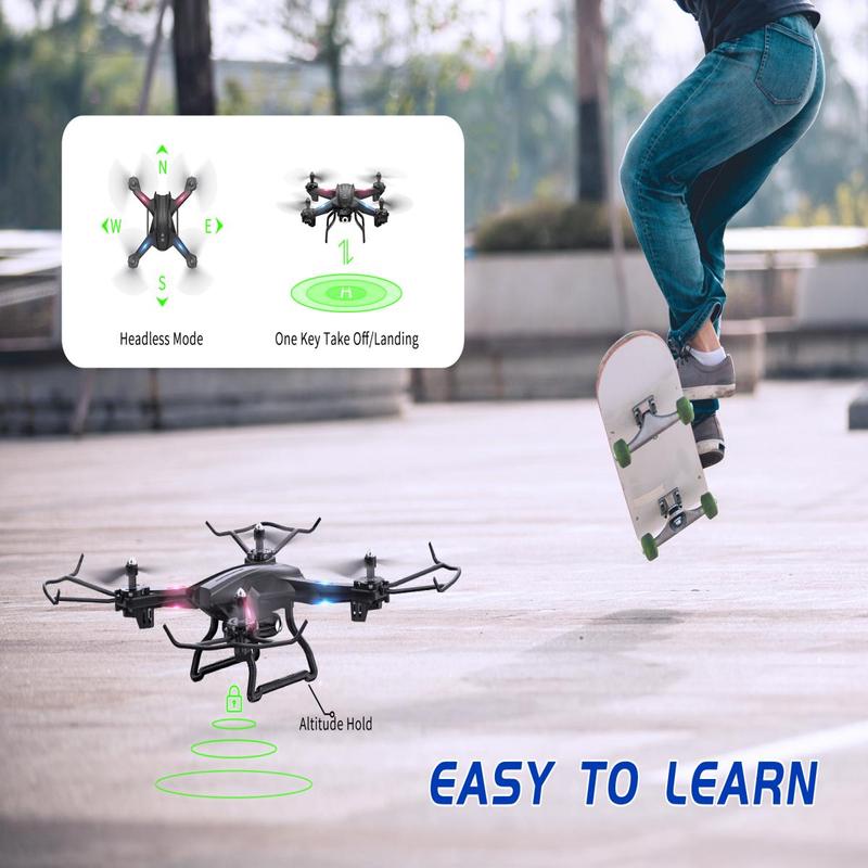 UranHub Drone with Camera for Adults HD 2K Live Video Drone for Beginners , w Gesture Control, Voice Control, Altitude Hold, Headless Mode, 2 Batteries, Compatible with VR Glasses Accessories Mobile Fpv Remote