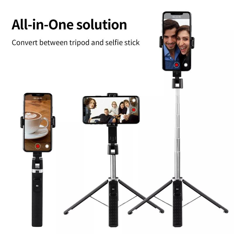 Portable Selfie Stick Tripod, 360° Rotatable Selfie Stick with Remote Control & Fill Light, Phone Tripod Stand for Gopro, iPhone, Samsung, Huawei