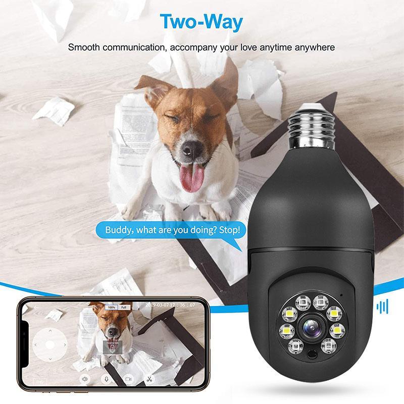 5G Dual Band Bulb Security Camera, 355 Degree Panoramic Camera, Indoor & Outdoor Security Camera with Two-Way Audio & Motion-Detection