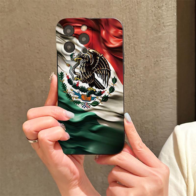 Mexico Flag Pattern Phone Cases with Lens Protector, Shockproof Mobile Phone Case, Decorative Phone Protector Cover, Phone Accessories Compatible with iPhone 15 Pro Max Case iPhone 14 Pro Max Case iPhone 11 Cases