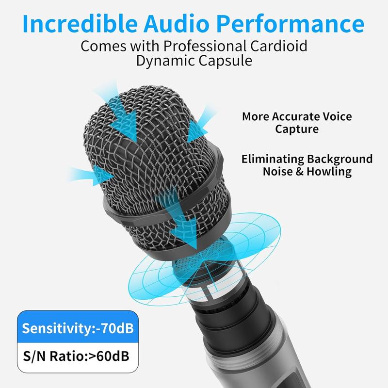 Wireless Microphones Rechargeable,  Karaoke Handheld Microphone with Receiver,Microphones for Singing,Karaoke Machines,DJ,Party,Church,Wedding, Speech wireless microphones for karaoke