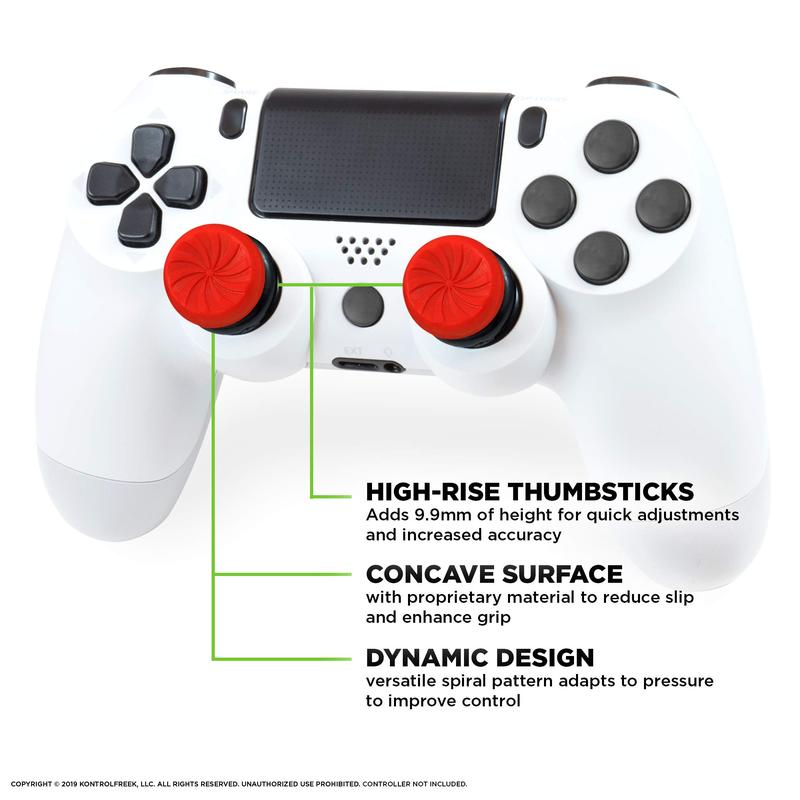 Fortnite accessories, FPS Freek Inferno for Playstation 5 4 (PS5 4) Controller | Performance Thumbsticks | 2 High-Rise Concave | Red Console Grips