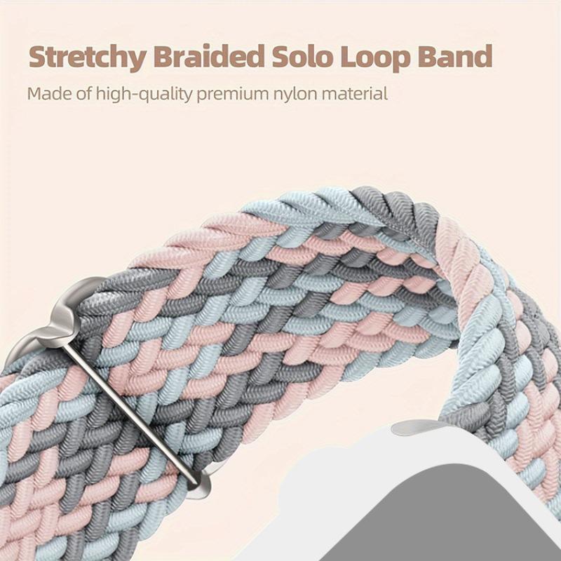 Braided Solo Loop Smartwatch Band (Band Only), Adjustable Stretchy Soft Nylon Watch Band, Fashion Watch Band Compatible with iWatch Smartwatches Series, Wearable Accessories