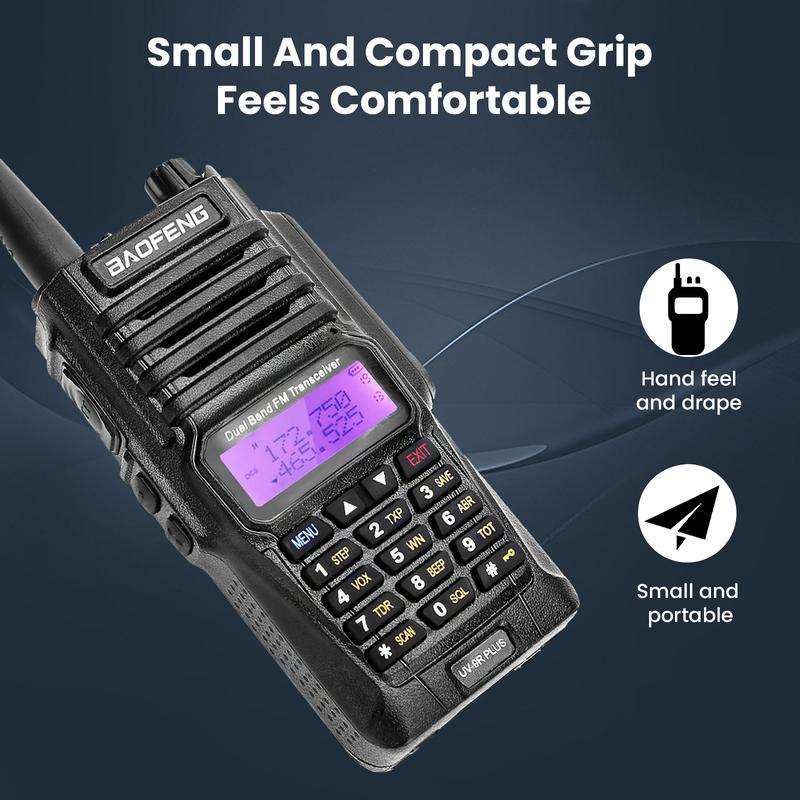 BAOFENG UV-9R Plus (upgrade of UV-5R) Protable Walkie Talkie, Handheld Ham Radio Long Range with IP67, Survival Emergency Preparedness Audio Gear