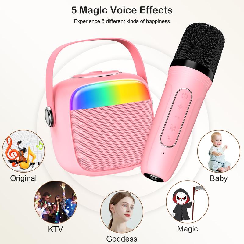 Karaoke Machine, Mini Portable Bluetooth Speaker with Microphones, Home Party Karaoke Speaker Support SD Card USB, Gift for Brithday