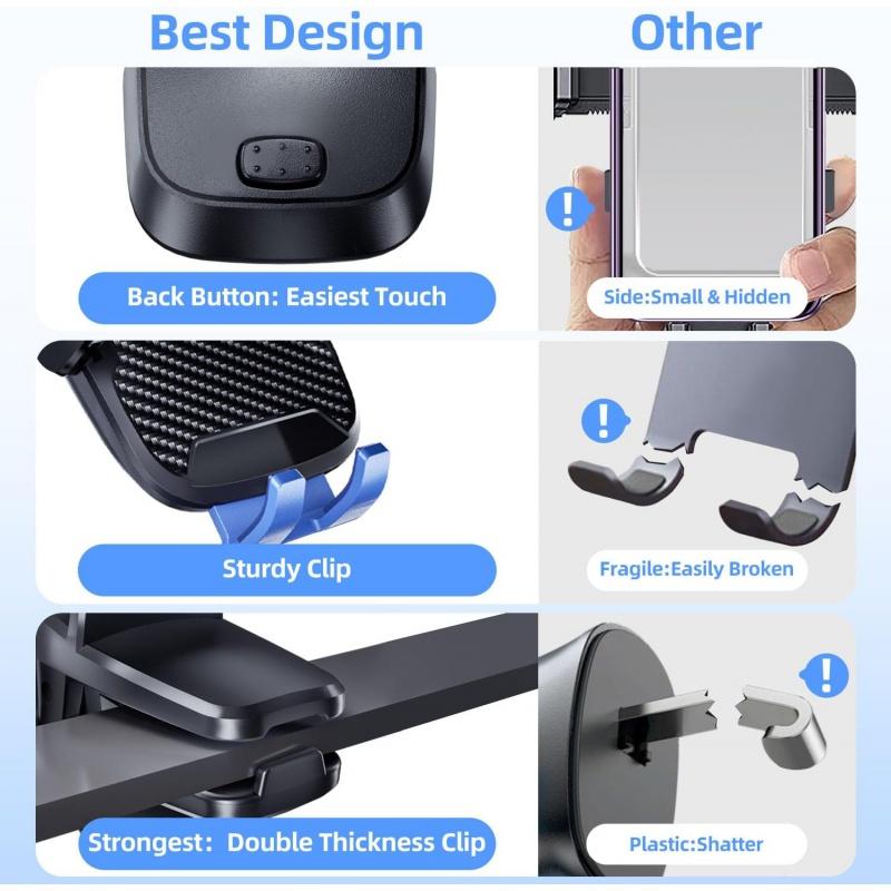 Car Phone Holder Phone Holders for Your Car Windshield Dashboard Air Vent Universal Hands Free Car Mount Phone Holder with Suction Cup Base and Telescopic Arm for Smartphone Adjustable Button Installation Protection