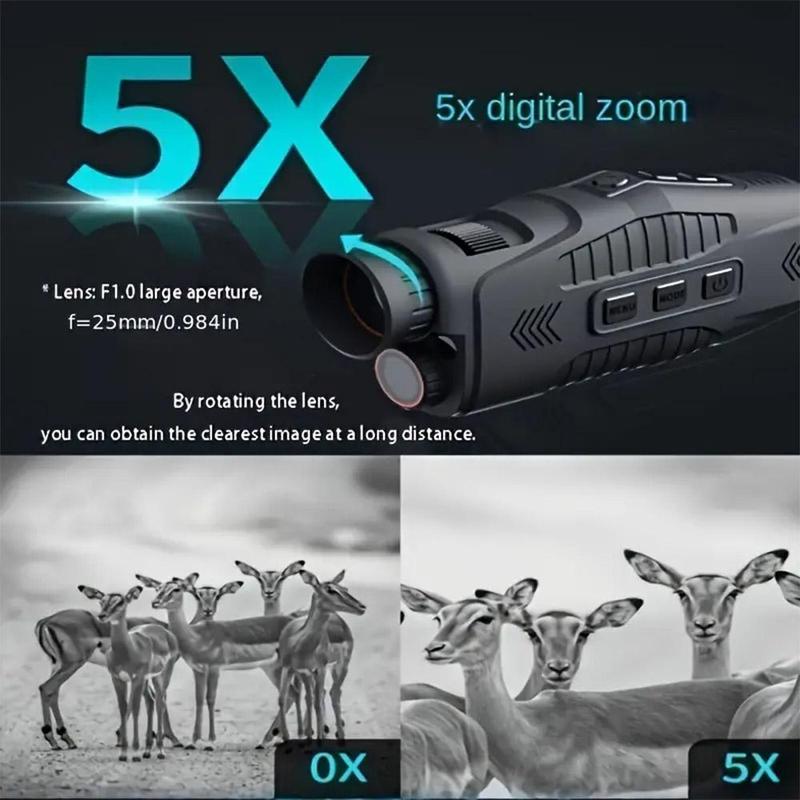 USB Rechargeable Infrared Digital Night Vision Monocular, 5X Digital Zoom 1080P Waterproof Monocular, Selfie Accessories for Night Photography, Video Recording, Phone Accessories, Stocking Fillers Gift