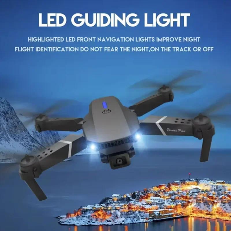 New E88Pro RC Drone 4K Professinal With 1080P Wide Angle Dual HD Camera Foldable RC Helicopter WIFI FPV Height Hold Apron Sell Charging Automatic Folding Durable Blades Cable Phone Chargeable