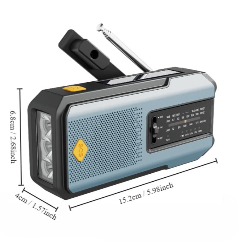 Hand-Crank & Solar Radio, Multi-Functional Emergency Audio Radio Equipment with 2000mAh Mobile Charger & LED Light, Summer Portable Charger Power Bank, Compact SOS Alarm Weather Radio, Outdoor Essentials 2024, Back to School