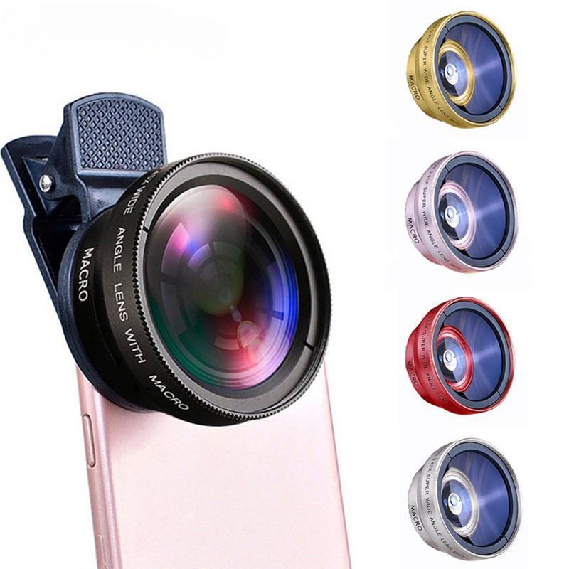 2-in-1 Lens Universal Clip, 37mm Mobile Phone Lens, Professional 0.45x 49UV Super Wide-Angle + Macro HD Lens, Phone Accessories