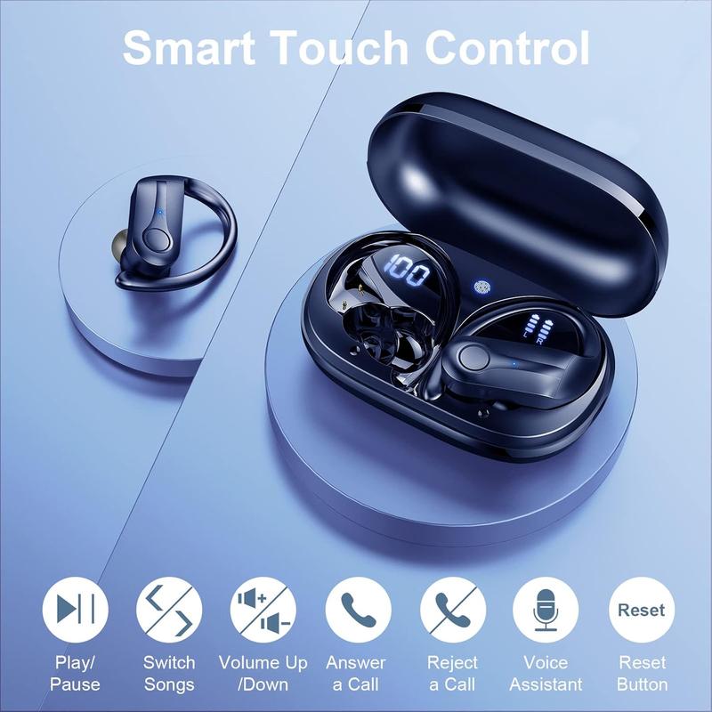 [Black Friday]2024 New Bluetooth 5.4 Smart Earbuds with Noise-Cancelling Microphone, Bluetooth Earbuds with Bass Stereo Sound, 50 Hours Playtime, LED Display, IP7 Waterproof Over-Ear Earbuds, Ideal for Sports, Running, and Workouts.