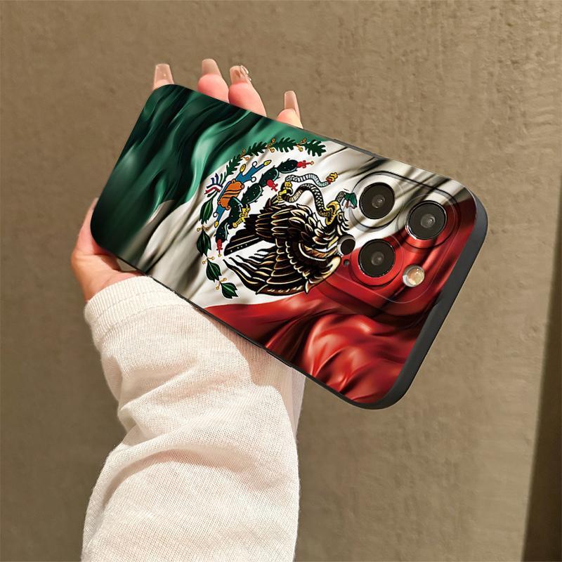 Mexico Flag Pattern Phone Cases with Lens Protector, Shockproof Mobile Phone Case, Decorative Phone Protector Cover, Phone Accessories Compatible with iPhone 15 Pro Max Case iPhone 14 Pro Max Case iPhone 11 Cases