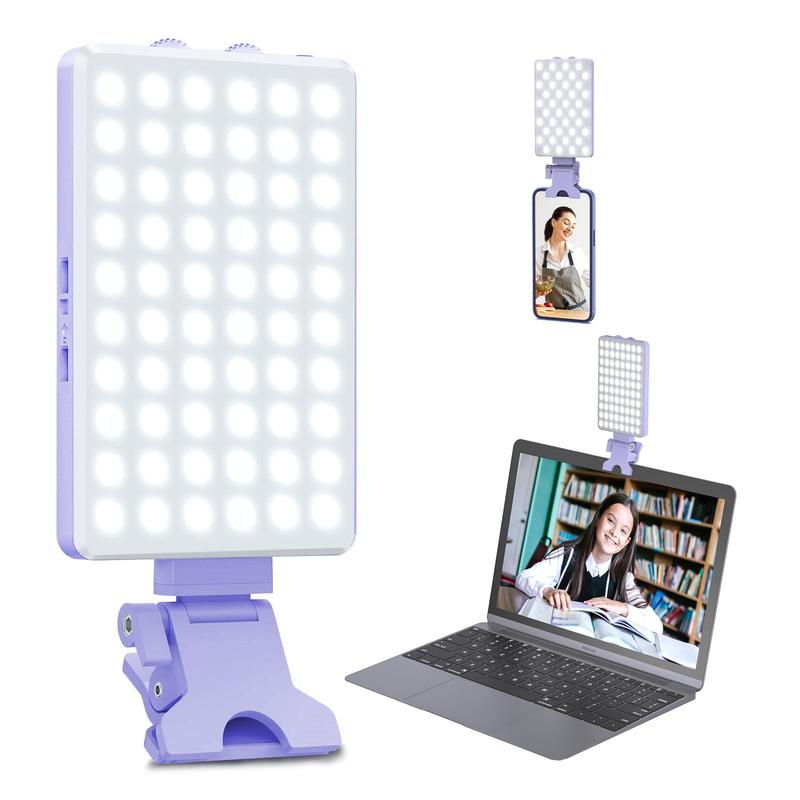 Portable Multipurpose Selfie Light, Rechargeable 60 LED Phone Light with Clip & Double 1 4