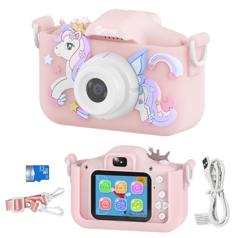 Contixo Kids Digital Camera - 1080p HD, Dual Lens Selfie, Games, Shockproof, 4x Zoom, Ages 3-8