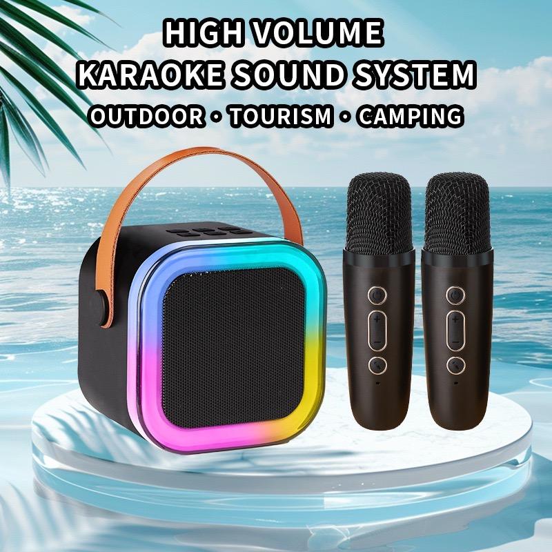 Portable wireless karaoke speaker with microphone, HIFI stereo subwoofer, KTV speaker with RGB color LED light subwoofer, outdoor sports travel karaoke machine sound system, audio equipment, room accessories