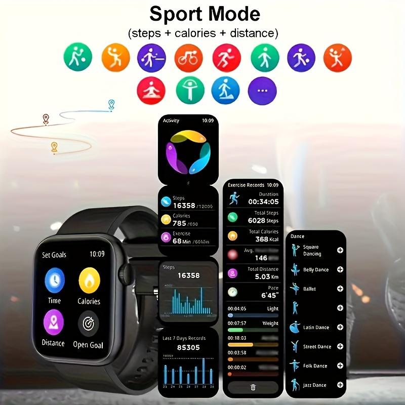 2024 New 2.01-Inch Touch Screen Dual-Band Smart Watch, Unisex, Support Call Function, Step Counting and Calorie Tracking, Call SMS Reminder, Multi-Function Fitness Smart Sport Bracelet, Support iPhone and Android Wireless Connection