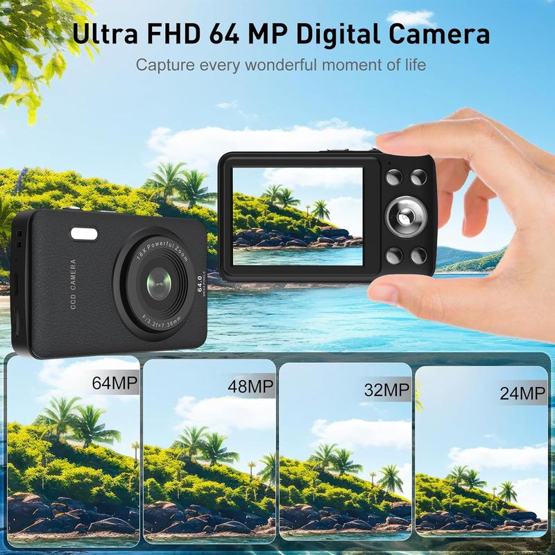 48MP 1080P HD Digital Camera - 16X Digital Zoom, 2.4'' LCD, Rechargeable, 32G TF Card, Vlogging, Photography, Webcam, Thanksgiving and New Year Gift for Teenagers and Beginners