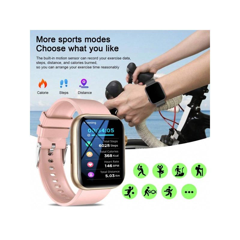 Men Women Smartwatch Full Touch Square Heart Rate Blood Pressure Sleep Monitor Sports Fitness Smart Watch Making Call Pedometer Alarm Clock Music Remote Control Watches Custom Watch Face for Android IOS Smart Bracelet Gifts for Girls and Boys Birthday For