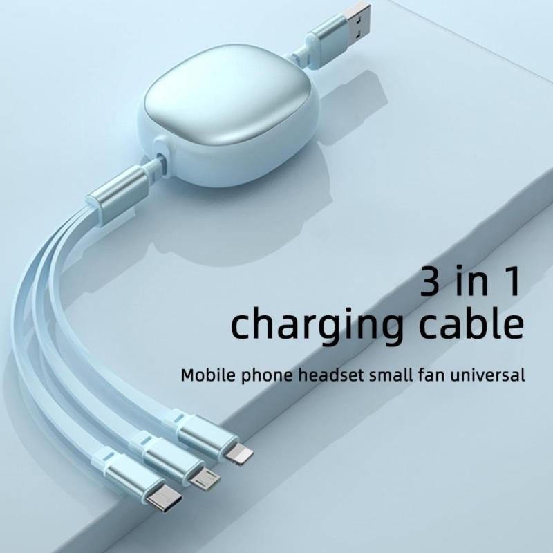 Multifunctional 3 In 1 Fast Charging Data Cable, 100W Fast Charging Data Transmission Cord Line, Retractable Data Cable for Home Office Car Use