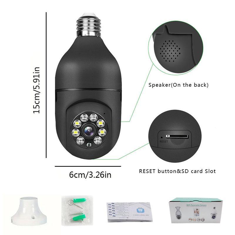 5G Dual Band Bulb Security Camera, 355 Degree Panoramic Camera, Indoor & Outdoor Security Camera with Two-Way Audio & Motion-Detection