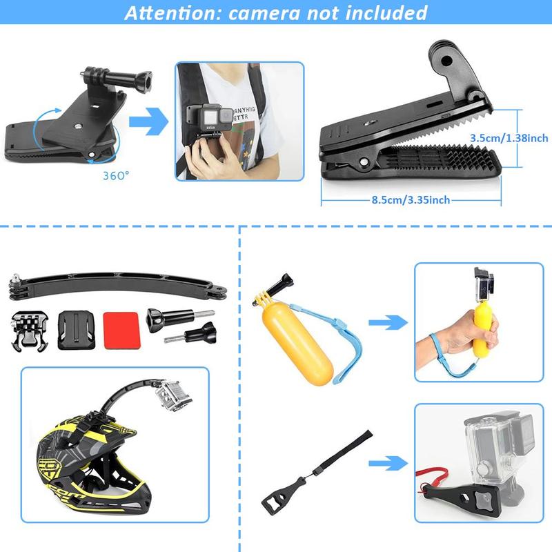 52 in 1 Sports Camera Accessories Kit, Multifunctional Sports Camera Accessories Set Compatible with GoPro Hero 11 10 9 8 7 6 5 4 GoPro Max GoPro Fusion Insta360 DJI Osmo Action 2 AKASO, Camera Accessories for Outdoor Sports