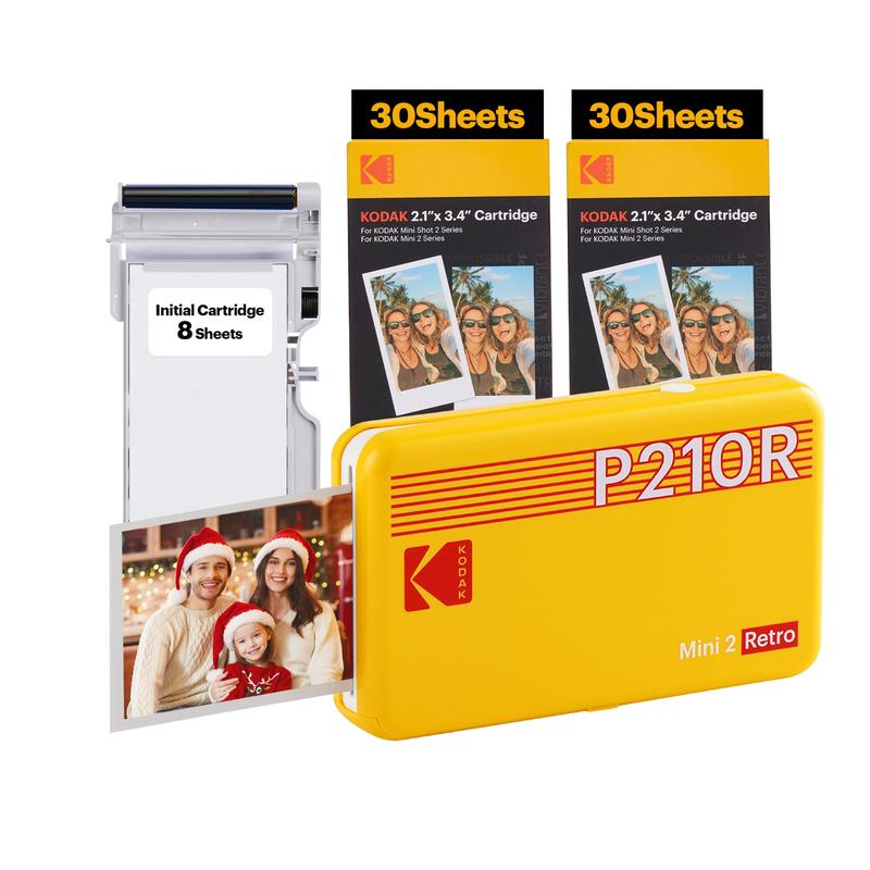 KODAK Mini 2 Retro 4PASS Portable Photo Printer (2.1x3.4 inches) + 68 Sheets Bundle