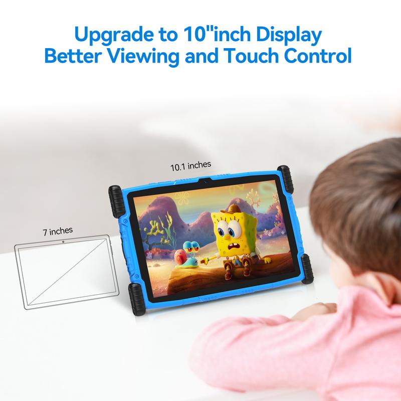 Kids Tablet, 10 Inch Tablet for Kids Android 13, 4GB+64GB 1 TB Expansion, Quad-Core, WiFi, YouTube, Google Kids Space,Parental Control 1280 * 800 HD Display with Protective Case,Great Gift for Toddler Black Friday deal, tablet on sale christmas gift ideas