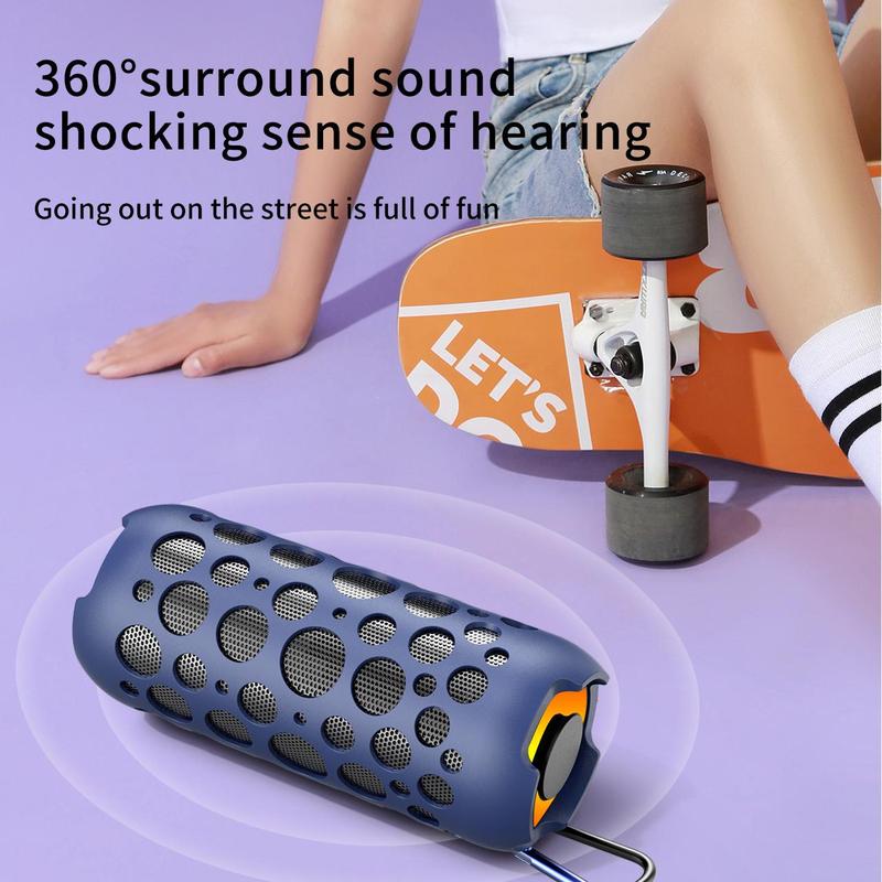 2 in 1 Portable Wireless Speaker with TWS Wireless Earbuds, Rechargeable Wireless Speaker with Colorful Lights, Suitable for Outdoor Sports, Music, Games