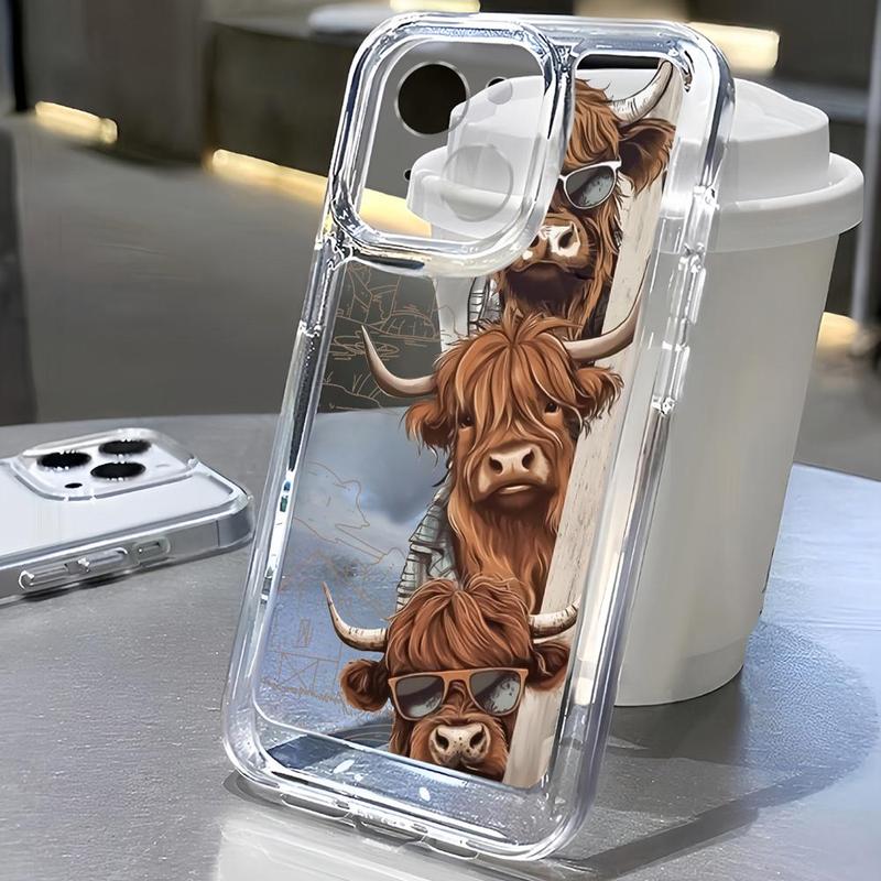 Summer Cartoon Cow Pattern Phone Cases, Anti-fall Fully Edged Mobile Phone Case, Shockproof Phone Cases Compatible with iPhone 16 iPhone 15 Pro Max Case iPhone 11 Cases iPhone 14 Pro Max Case iPhone 15 Cases