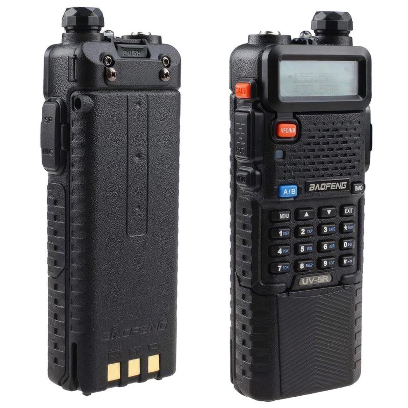 Baofeng UV-5R Dual Band Ham Radio Long Range Handheld radio 3800mAh Extended Battery Rechargeable Two Way Radio Walkie Talkies for Adults with Earpiece, USB Charger (Black-8W 1 count Full Kits)