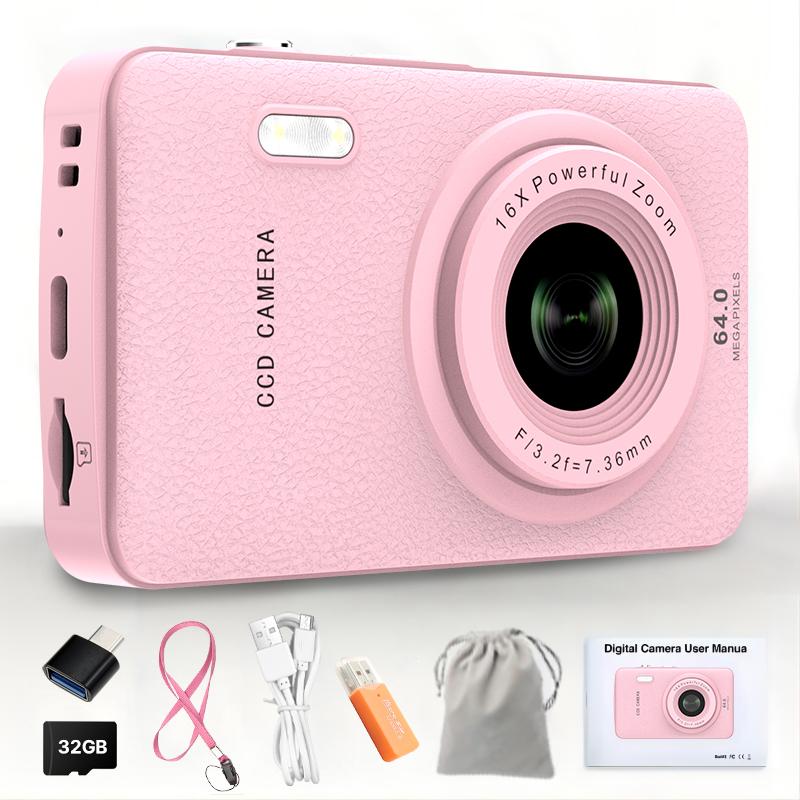 48MP 1080P HD Digital Camera - 16X Digital Zoom, 2.4'' LCD, Rechargeable, 32G TF Card, Vlogging, Photography, Webcam, Thanksgiving and New Year Gift for Teenagers and Beginners