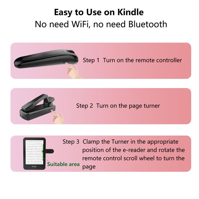 Wireless Page Turner For kindle,Scroll wheel to turn pages,Remote Control Page Turner for Kindle Paperwhite Oasis Kobo E-Book eReaders IPad, Wireless Scroll Remote with Light for iPhone, iPad, Android Ebook Page Turn, Page Forward, kindle stand remote