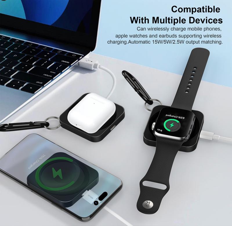 15W 3-in-1 Portable Magnetic Wireless Charger, Cellphone Charging Station for iPhone & Watch & AirPods, Portable Charger Station for Electronic Devices, Fall Gift