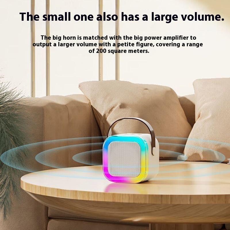 Portable wireless karaoke speaker with microphone, HIFI stereo subwoofer, KTV speaker with RGB color LED light subwoofer, outdoor sports travel karaoke machine sound system, audio equipment, room accessories