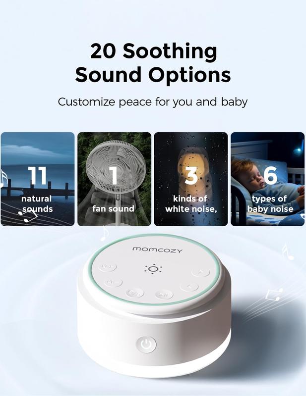 Momcozy Sound Machine for Baby-20 Soothing Sounds & Touch Light Portable White Noise for Kids & Adults for Sleeping Timer and Memory | Ideal Travel Companion & Nursery Must-Have & Outing | Shower Gift