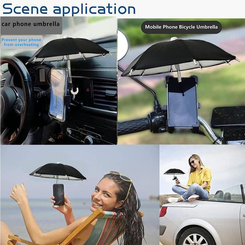 Adjustable Mobile Phone Mount Umbrella Holder, Durable Suction Cup Phone Holder Stand, Mini Simulation Small Umbrella Phone Holder, Phone Protection Accessories for Most Smartphone Cellphone