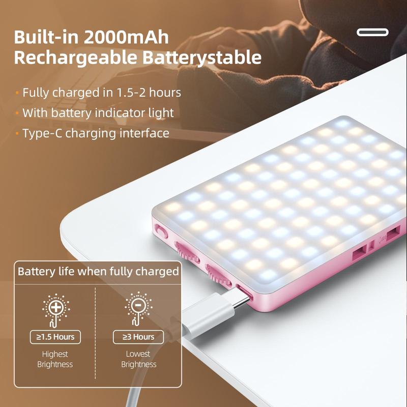 USB Rechargeable Portable Selfie Light, 80LEDs Clip-on Phone Light, Selfie LED Light Lamp for iPhone, Phone, iPad, Tablet, Laptop, Makeup, Live Streaming, Vlog