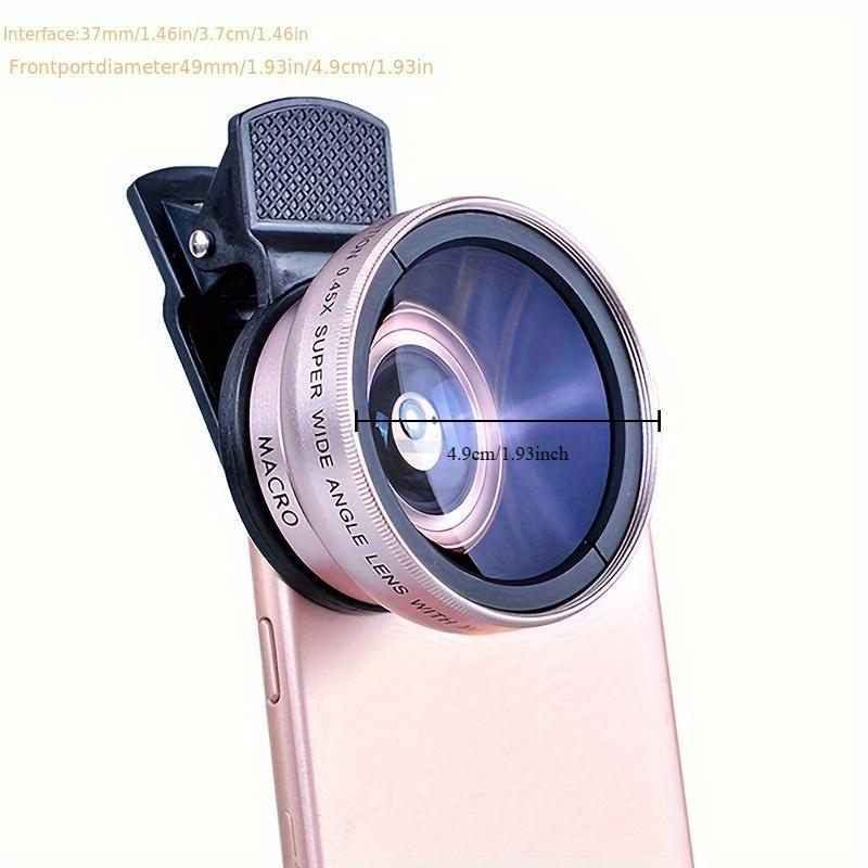 2-in-1 Lens Universal Clip, 37mm Mobile Phone Lens, Professional 0.45x 49UV Super Wide-Angle + Macro HD Lens, Phone Accessories