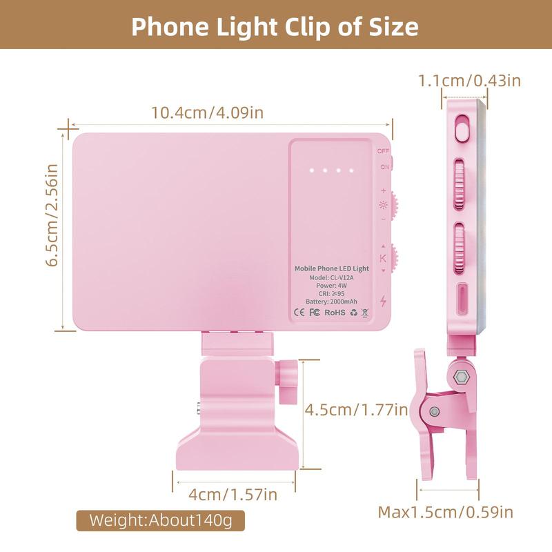 USB Rechargeable Portable Selfie Light, 80LEDs Clip-on Phone Light, Selfie LED Light Lamp for iPhone, Phone, iPad, Tablet, Laptop, Makeup, Live Streaming, Vlog